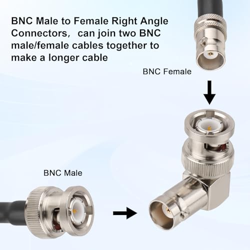 Adaptador BNC ángulo recto macho a hembra 2 unidades miniatura 5