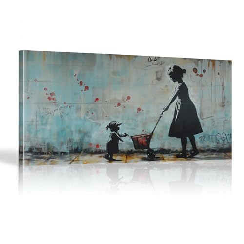 Graffiti Fille Banksy Art Imprime Toile Murale pour Remplacer un Mur Vide par de l'Art de Rue