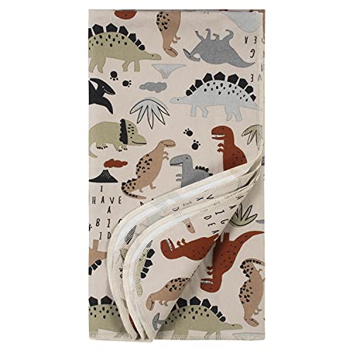 Gerber Baby 4-Pack Flannel Receiving Blanket, Dino Off White, One Size #TOP1