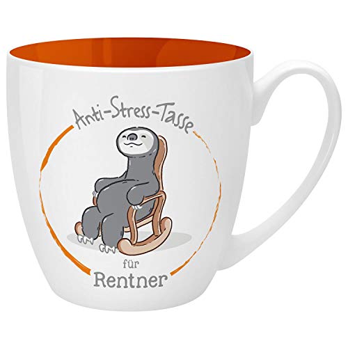GRUSS & CO Anti-Stress-Tasse Motiv "Rentner" | Tasse mit Spruch, 45 cl, New Bone China | Geschenk lustig | 46263