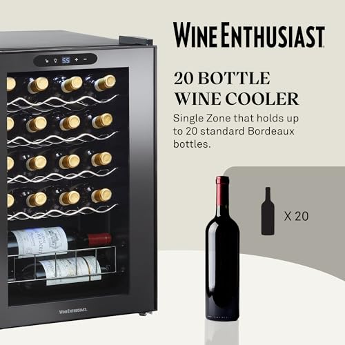 Image of Wine Enthusiast 20-Bottle Compressor Wine Cooler - Freestanding 1.8 Cu. Ft. Wine Refrigerator for Home & Kitchen, Energy-Efficient Cooling of 41-64F, Adjustable LED Touchscreen & Temperature Display