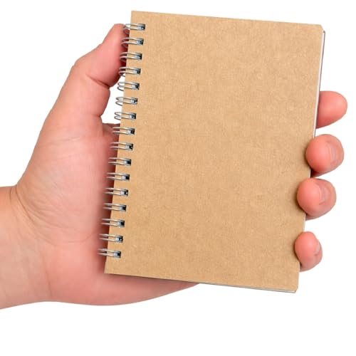 Image of AccuPrints (Pack of 2 A6 Spiral Notebook, Kraft Cover, Unruled, 160 Pages, 148mm x 105mm, Pocket Diary for Writing and Sketching