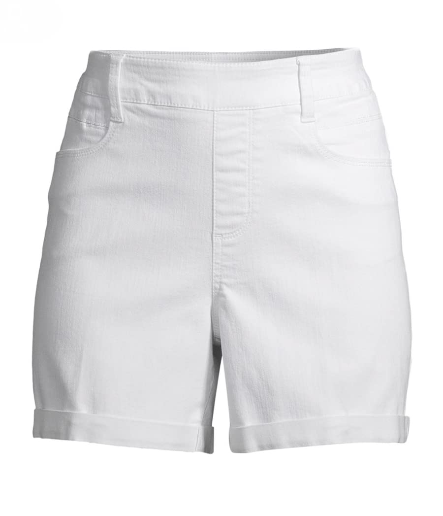 Time and Tru Women's 5 Pocket Woven Pull On Shorts (White, 2XL 20)