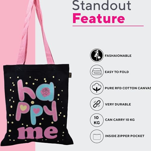 Image of RFD Premium Tote Bag With Printed Designed Canvas Tote Bags For girl & women large capacity,Tote bag For Shopping, College, Travel, school, tuition and gifting 15x13.5 Inch