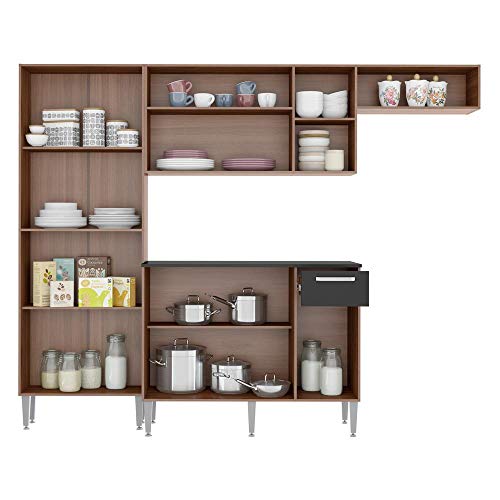 Cozinha Compacta Pequim 9 Portas Mp2933 Multimóveis Carvalho Avelã/preto 6 41qZqLTUlLL