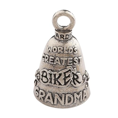 Image of Guardian Bell Worlds Greatest Biker Grandma Good Luck Bell w /Keyring & Black Velvet Gift Bag | Motorcycle Bell | Lead-Free Pewter | Good Luck Gift to Friends & Family | Bike Bell | Made in USA