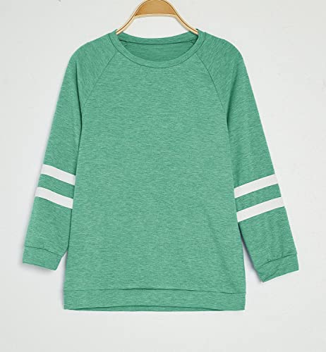 Image of Apbondy Girls Shirts Casual Long Sleeve Crewneck Loose Striped Sweatshirts Pullover Tops