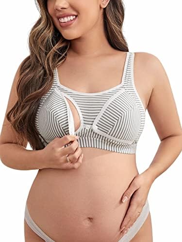 Floerns Women’s Maternity Bra Striped Print Breastfeeding Nursing Bralette