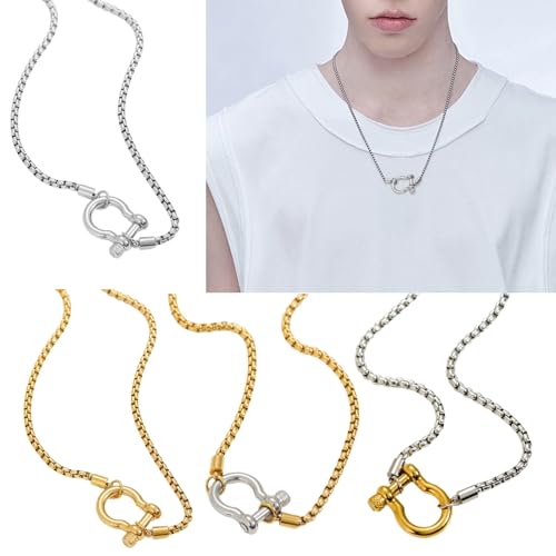 Collar con mosquetón de acero titanio y chapado en oro premium 6