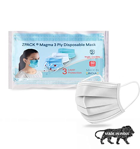 Image of Zpack Magma 3 Ply Spunbond Disposable Mask with nosewire for dust pollution surgical