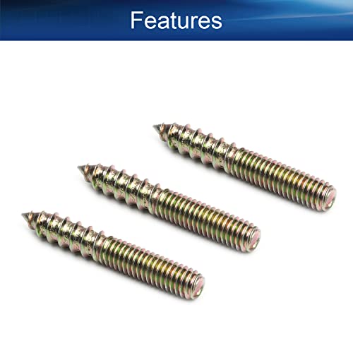 Image of Double Headed Hanger Bolts M6x40mm Carbon Steel Self-Tapping Screw for Pet Furniture, Outdoor Furniture, Household Furniture,Bronze 20PCS