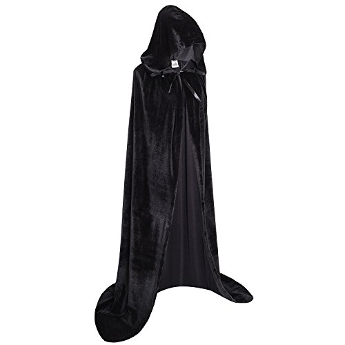 Makroyl Unisex Hooded Cloak Long Velvet Cape For Halloween Christmas Cosplay Costume - Image 3