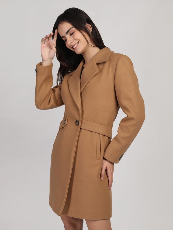 Image of PLAGG Women's Notched Lapel Long Overcoat