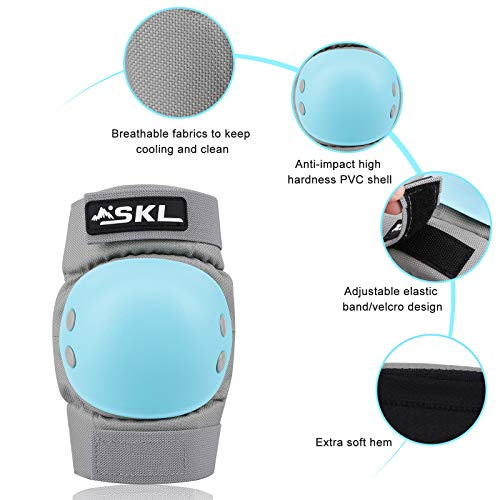 SKL Knee Pads for Kids, Elbow and Knee Pads Kids 6-13, Toddler 3 in 1 Protective Gear Set with Wrist Guards, Adjustable Strap for Skating Scooter Bike Riding Skateboard Cycling Rollerblading - Thumbnail 5