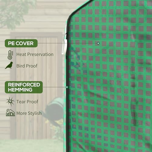 Outsunny Set of 2 Walk-in Greenhouse Replacement Covers for Model 01-0472 w/ Roll-up Door and Mesh Windows, 55"x56.25"x74.75" Reinforced Anti-Tear PE Hot House Cover (Frame Not Included), White Green - Image 3