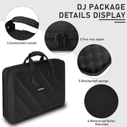 Image of Hard Case Compatible with Pioneer DJ Controller DDJ-FLX4 /DDJ-400 /DDJ-SB2 /DDJ-200 /DDJ-SB3 /DDJ-RB Protective Carrying Storage Bag,Black(S-20.8 x 14.5 x 3.5 Inch)
