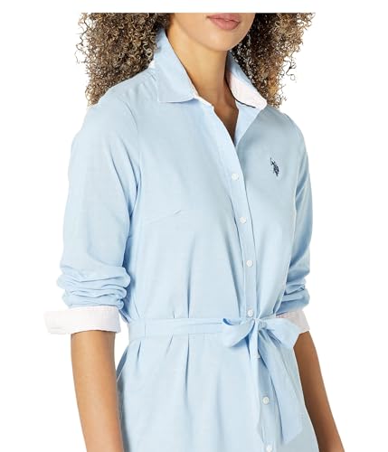 Image of U.S. POLO ASSN. Long Sleeve Solid Stretch Oxford Dress