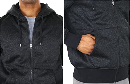 Image of ToBeInStyle Men's Polar Fleece Long Sleeve Zip Up Kangaroo Pocket Cold Weather Hoodie Jacket