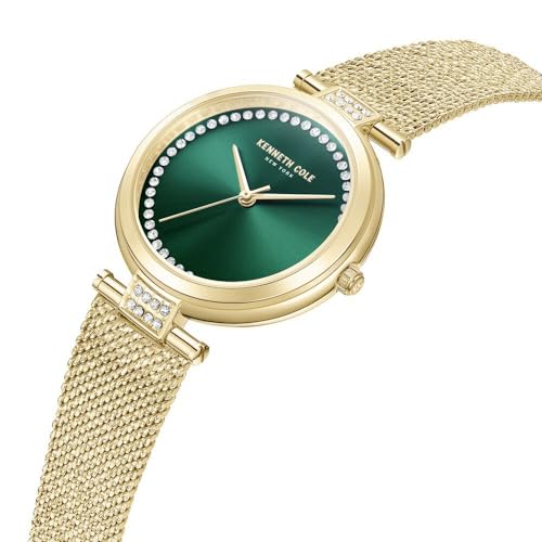 Image of Kenneth Cole Classic Quartz Analog Green Dial Gold Stainless Steel Strap Watch for Women - KCWLG0026801LD