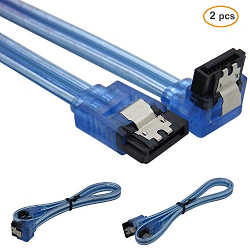 Cabledeconn 2Pcs/Set 20-Inch SATA Iii 6 Gbps Straight Cavo And 90-Degree Angled Cavi With Locking Latch 50 cm