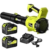 Sihuird Leaf Blower Cordless,2 x 21V 6.0Ah Battery and Charger, 650CFM Electric Cordless Leaf Blower, 3-Variable Speed & Turbo Mode, Blowers for Lawn Care