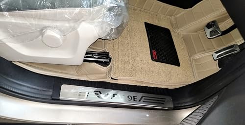 Image of Mr Mattie 10D Car Foot Mat for Mahindra XEV 9E 2025 Onwards | Premium Leather | Luxurious & Elegant Look | Waterproof and Washable | Custom Fitted Car Floor Mat - Biege