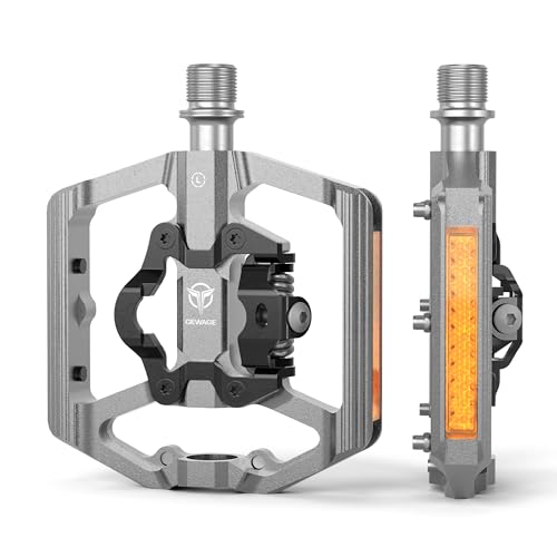 Gewage Mountain Bike Pedals With Reflector- Dual Function Plat & Clipless Pedals, Bicycle Pedal 9/16"Compatible With Spd - 3 Sealed Bearings Bicycle Platform Mountain Pedals cover