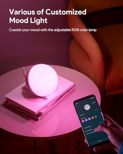 Hifree Smart Table Lamp, Dimmable Desk Lamp with App/Voice Control, LED RGB Color Changing Touch Lamp, Night Lamp for Bedroom Compatible with Alexa and Google Home No Battery Included - Image 5