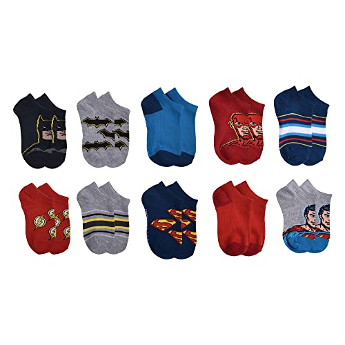 Justice League Boys 10-pack No Show Socks, Dark Gray, 4-6 Years US