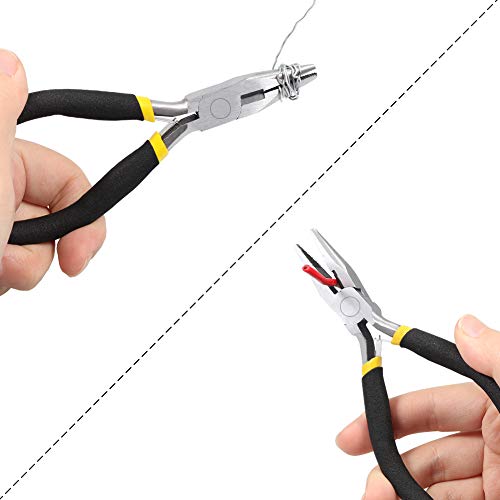 Image of Mini Long Nose Pliers with Wire Cutter 5 Inch Serrated Jaw Mini Beading Pliers for Jewelry Making Micro Precision DIY Handcraft Tool