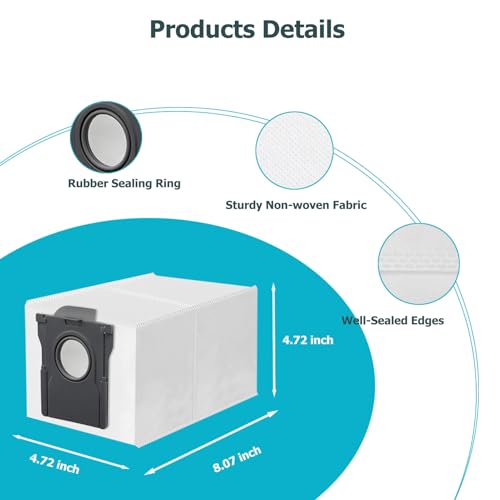 Image of 6 Pack Dust Bags for Dreame L40 /L40s /L50 /L60 /AE /CE /D30 /L10 /L10s Pro Ultra, X50 /X40 /X30 Ultra /Aqua10 Series & Mova E40 /P10 /P50 Pro Ultra Vacuum Cleaner, 3L Capacity Bags Replacement