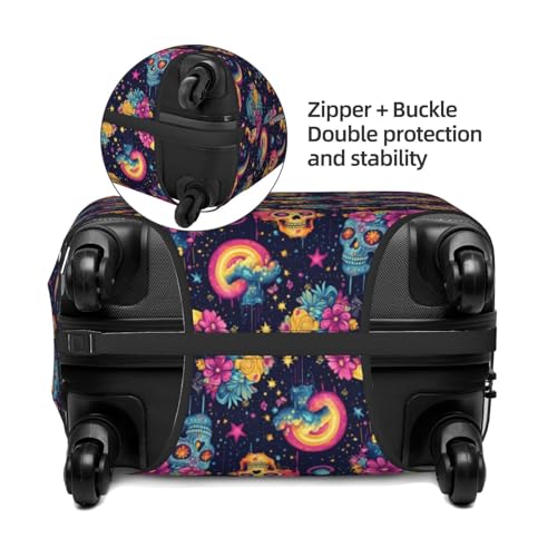 Luggage Cover Protector - Colorful Skulls Tropical Print Suitcase Covers for Luggage Fit 18-21 Inch Suitcase3