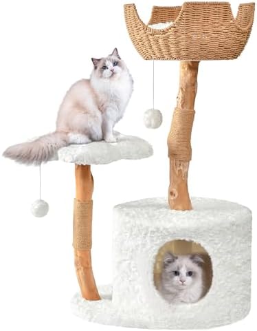 Easyego Modern Cat Tree, Aesthetic Wood Cat Tree Tower for Large ...