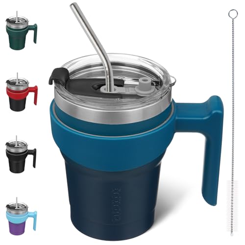 Image of BJPKPK 10 oz Mini Tumbler with Lid, Straw & Handle, Insulated Steel Cup