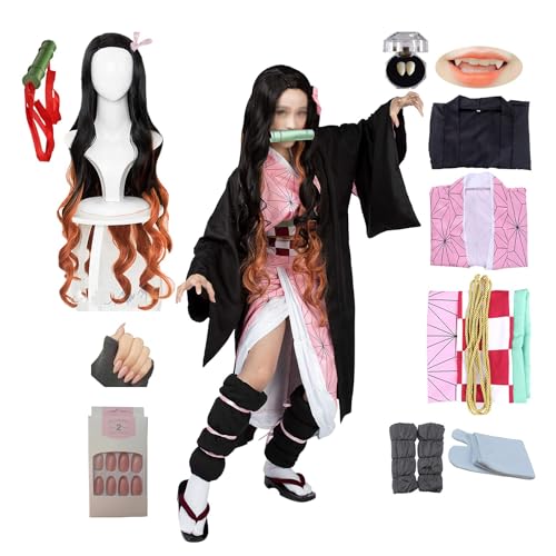 Cosplay anime d'exception : ensemble kimono Demon Slayer aux finitions soignées