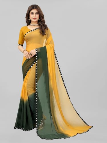Image of JULEE Women's Chiffon Hand Printed Beutiful (70-30) Half-Half sarees blouse piece PRIME