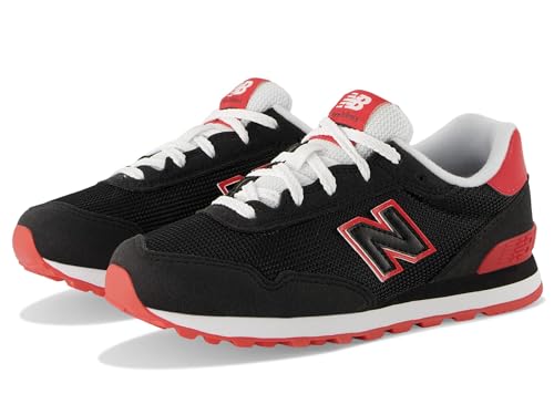 New Balance 515 V1 Lace-up Sneaker, Black/True Red, 12 Wide US Unisex Little_Kid
