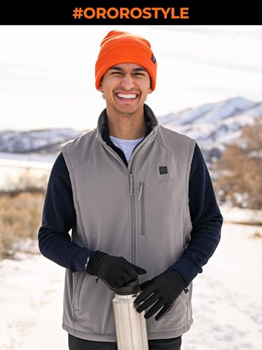 Image of ORORO Men's Heated Softshell Vest, Water and Wind Resistant Outdoor Vest | Lightweight stretch softshell, 4-zone warmth for pockets and back, lightweight layer for commute and outdoors