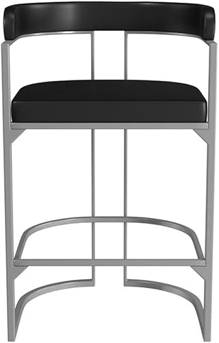 Miniatura 9 de Hillsdale, Cannonwood - Taburete de altura de mostrador trasero tapizado con forma de media luna, color plateado