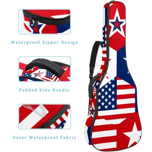 JRHEJTHH Housse pour guitare acoustique imperméable et pliable avec bandoulière réglable pour guitare acoustique de 101,6 cm, 104,7 cm, rembourrage épais motif drapeau américain, Multicolore 5., - Les Beatles, Paul McCartney, John Lennon, RIngo Starr, George Harrison JRHEJTHH Housse pour guitare acoustique imperméable et pliable avec bandoulière réglable pour guitare acoustique de 101,6 cm, 104,7 cm, rembourrage épais motif drapeau américain, Multicolore 5., – Image 5