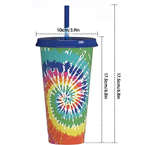 Vasos de Plástico para Bebidas Heladas con Cambio de Color, 5 PCS 720 ML,Vasos de Café Helado con Tapa y Pajita, para… - Imagen 4