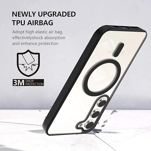 Image of KARWAN️ Hybrid Transparent Samsung Galaxy S24 Back Cover Case Compatibe with Mag-Safe|Shockproof Design |Camera Protection Bump|Transparent Back Cover Case for Samsung Galaxy S24(PC,TPU|Black Bumper