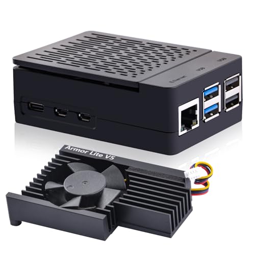 GeeekPi ABS Case with Cooling Fan for Raspberry Pi 5, Pi 5 Case with Heatsink Fan for Raspberry Pi 5 8GB 4GB