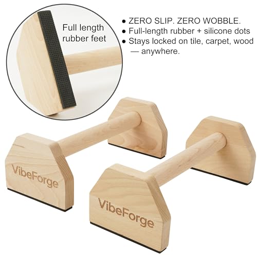 VibeForge Wooden Parallettes Bars - Beech Wood Push Up Bars, Wrist-Safe by VibeForge - Used condition - Image 9