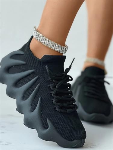 Floral Pattern Embroidery Mesh Sneakers - Women's Breathable Lace-Up Walking Shoes for Casual Athletic Wear3