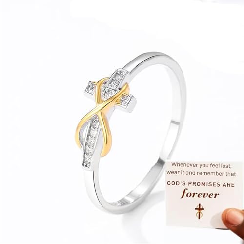 Engraved Faith Hope Love Cross Infinity Ring 925 Sterling Silver Ring Formula Crystal Zirconia, Anniversary Birthday Jewelry Gift for Women2