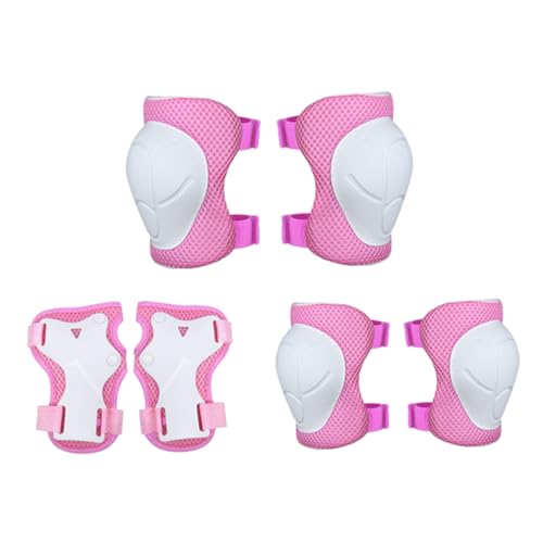VICASKY 6pcs Protective Gear Elbow and Knee Pads for Outdoor Sports Pink Suitable for Skateboarding Roller Skating Scooter Riding S