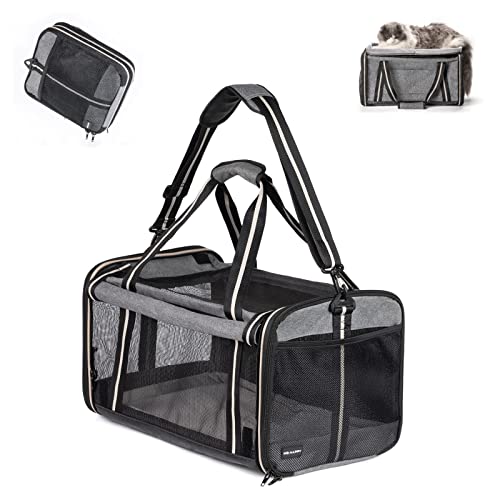Mo Happy Large Cat Carrier For Medium Large Cats Small Dogs ,Elevated Cat Bed, Collapsible Pet Carrier With Big Space,4 Mesh Windows,3 Open Doors,Washable Soft Pad For Comfortable Travelling #TOP27