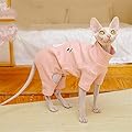 TENGTUD Hairless Cat Clothes,Pet Warm Clothes for Sphynx Cat Pure Cotton Four Feet -XS_pink
