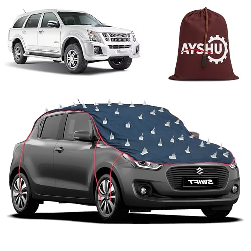 Image of AYSHU Water-Resistant Spike Car Cover for Isuzu MU7 (2014-2017) - Protects from Dogs, Monkeys, Dust, Sunlight & UV - Full Roof Universal Fit